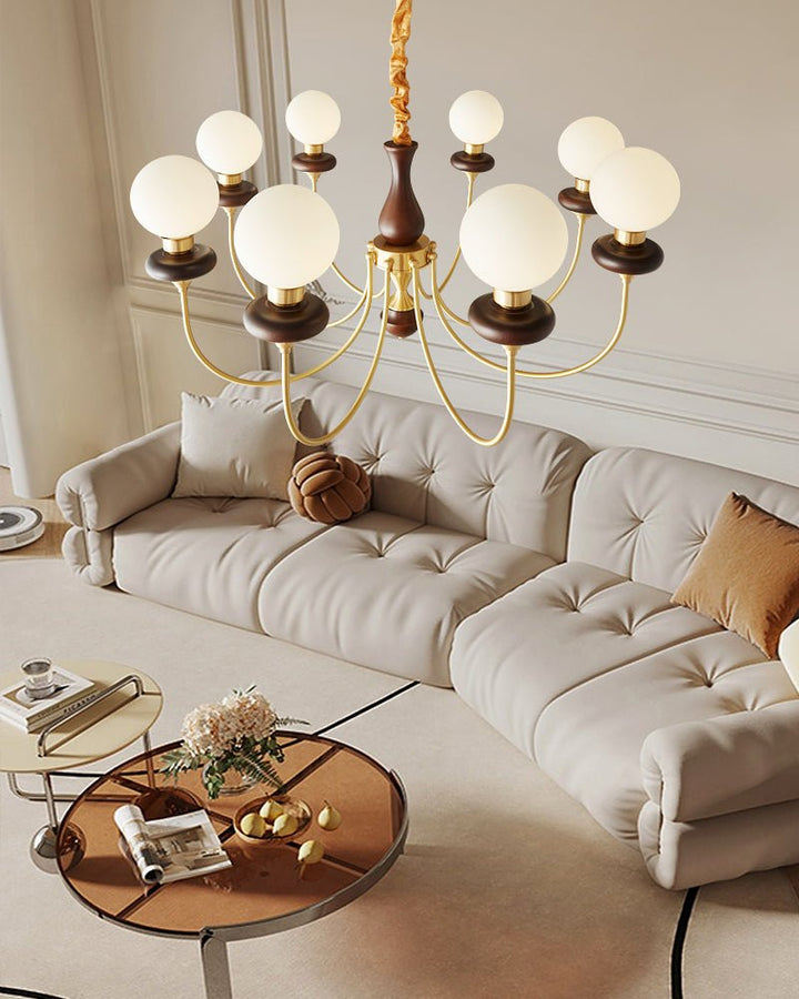 Cotheor Lustre Vintage Traditionnel en Bois et Verre Arc - Neutralighting