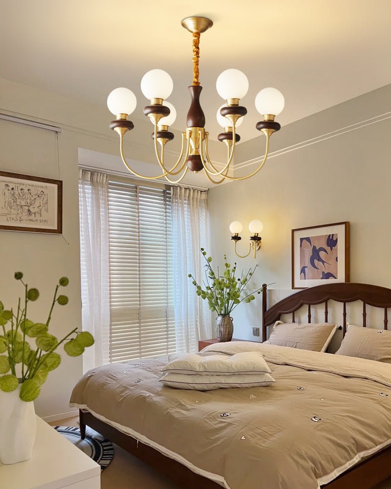 Cotheor Lustre Vintage Traditionnel en Bois et Verre Arc - Neutralighting