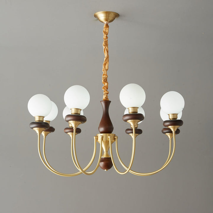 Cotheor Lustre Vintage Traditionnel en Bois et Verre Arc - Neutralighting