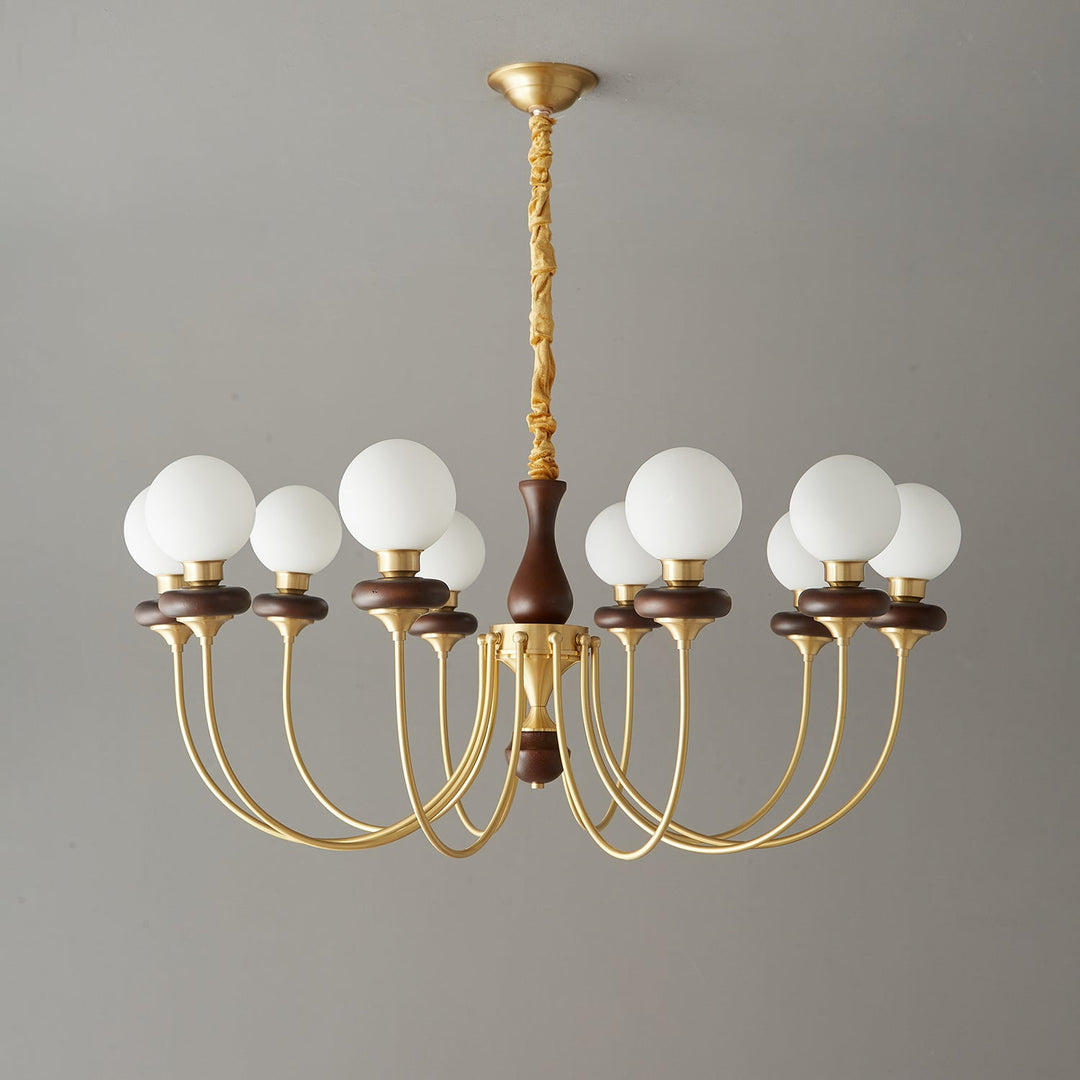 Cotheor Lustre Vintage Traditionnel en Bois et Verre Arc - Neutralighting