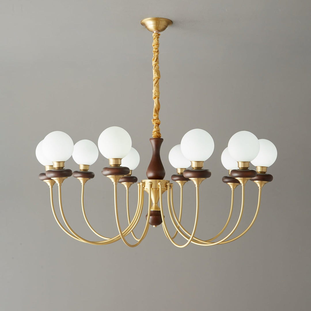Cotheor Lustre Vintage Traditionnel en Bois et Verre Arc - Neutralighting