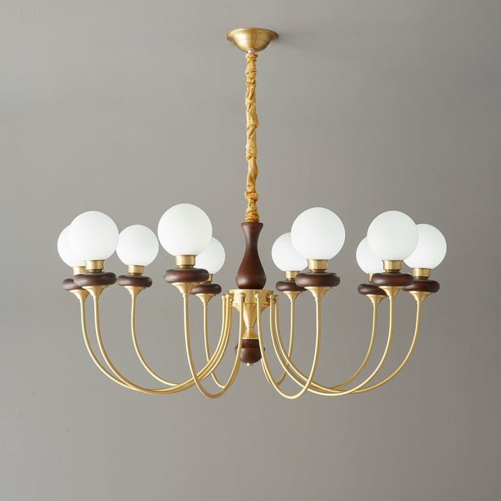 Cotheor Lustre Vintage Traditionnel en Bois et Verre Arc - Neutralighting