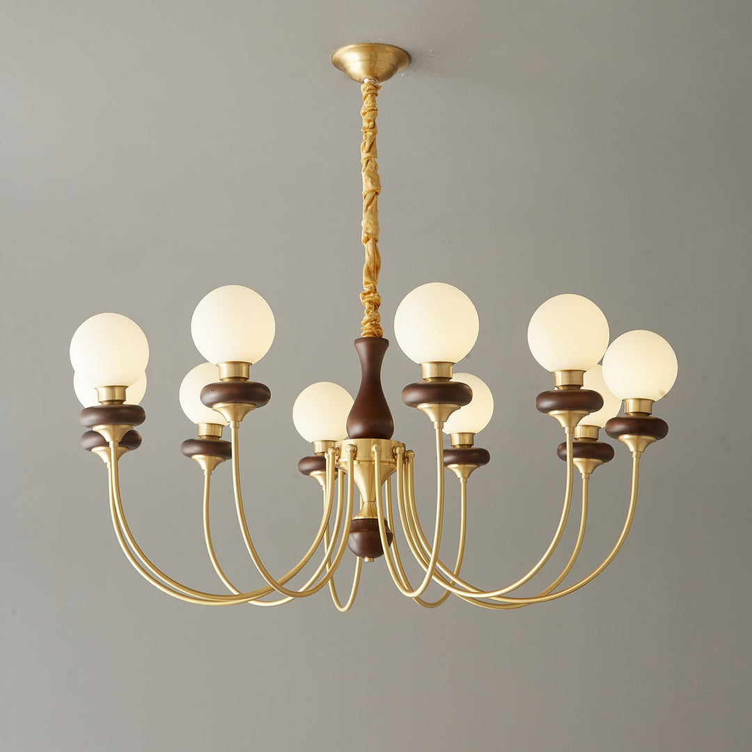 Cotheor Lustre Vintage Traditionnel en Bois et Verre Arc - Neutralighting