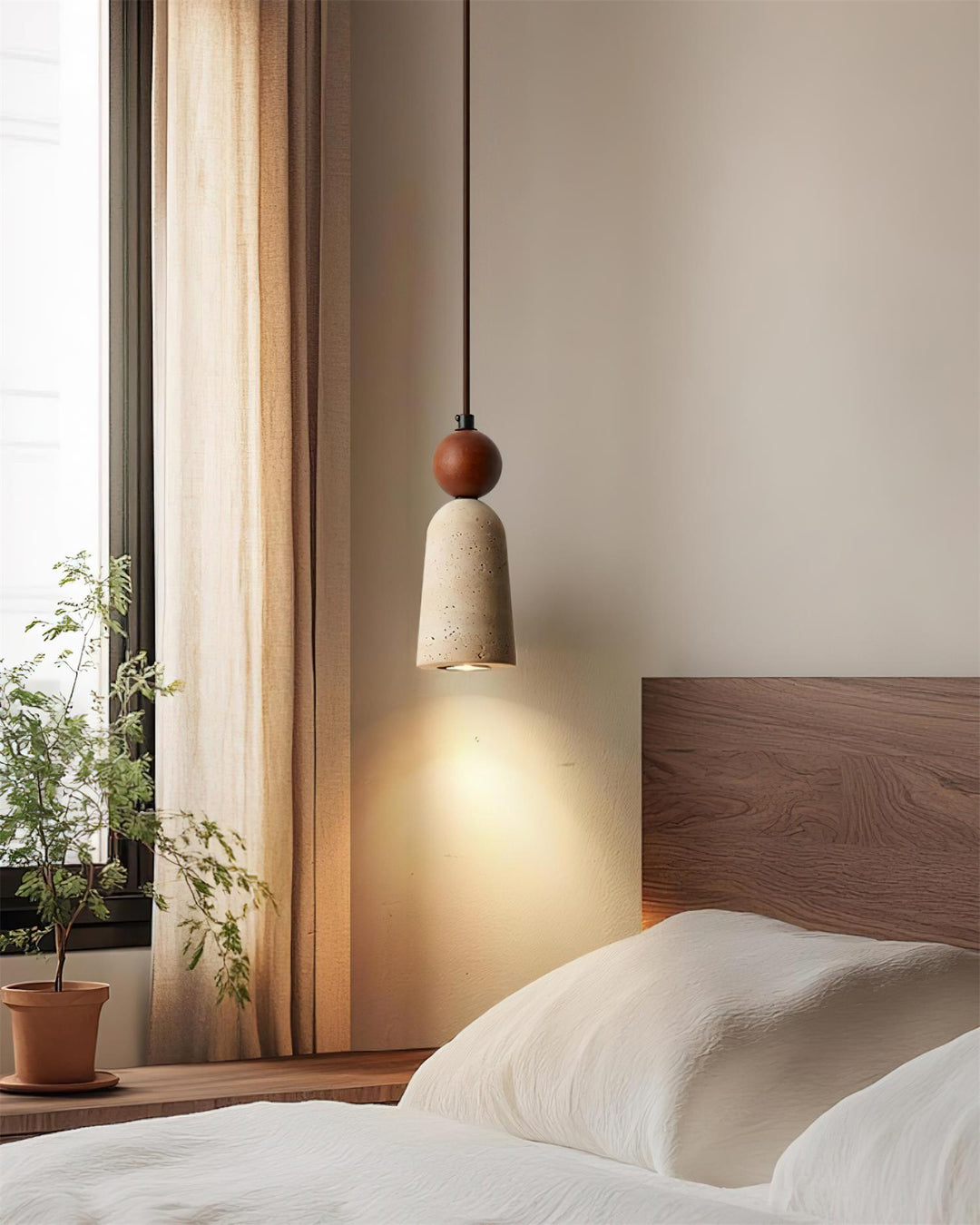 Bellaro Suspension Travertin et Bois - Neutralighting