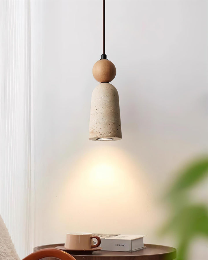 Bellaro Suspension Travertin et Bois - Neutralighting