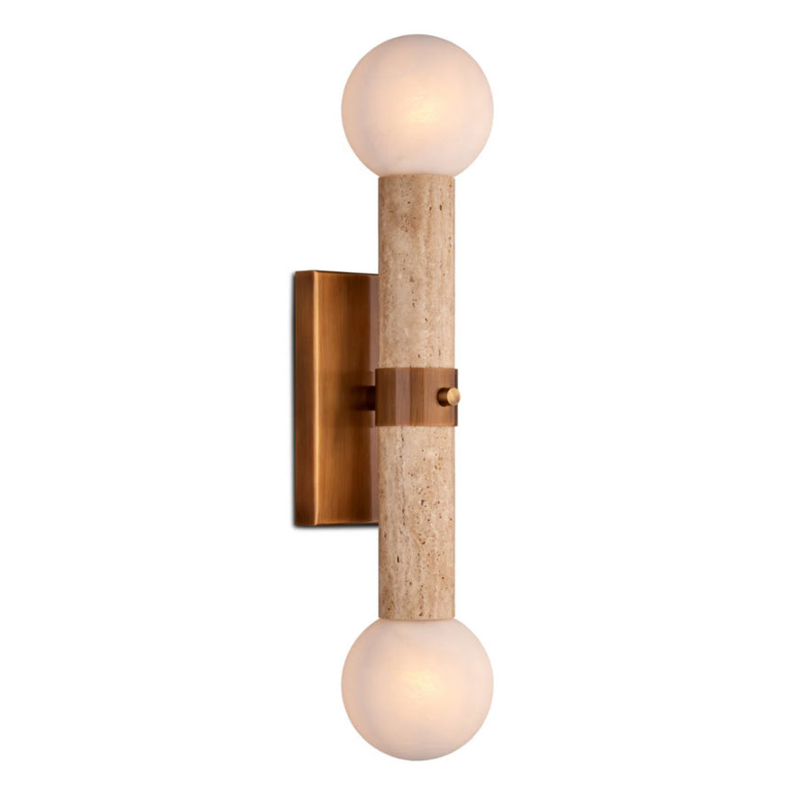 Dvaluvyh Moderne Minimaliste Travertin Métal Verre Applique Murale - Neutralighting