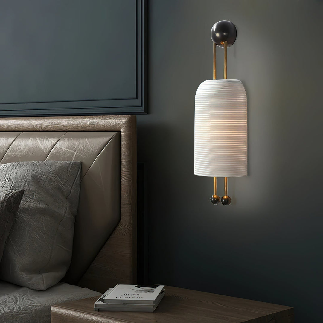 Lustra Applique Murale en Verre Opale Barres Dorées - Neutralighting
