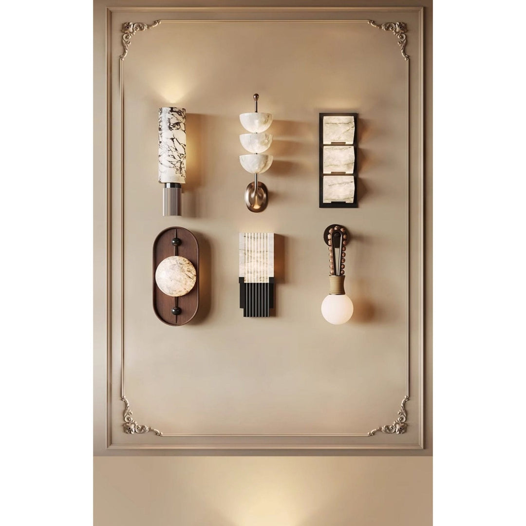 Lyvaran Oval Alabaster Wood Wall Light - Neutralighting