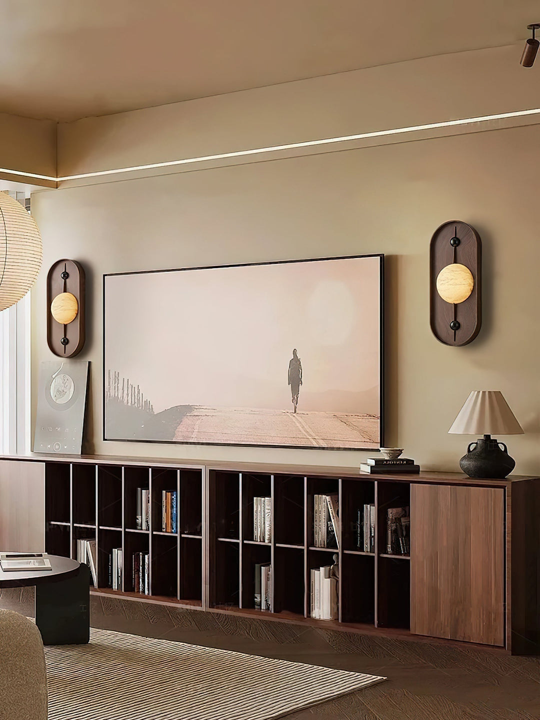 Lyvaran Oval Alabaster Wood Wall Light - Neutralighting
