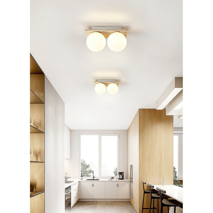 Bianca Globe Moderne Minimaliste Travertin Verre Plafonnier - Neutralighting