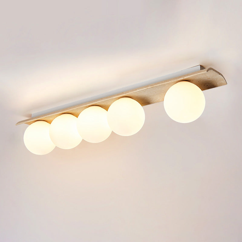 Bianca Globe Moderne Minimaliste Travertin Verre Plafonnier - Neutralighting