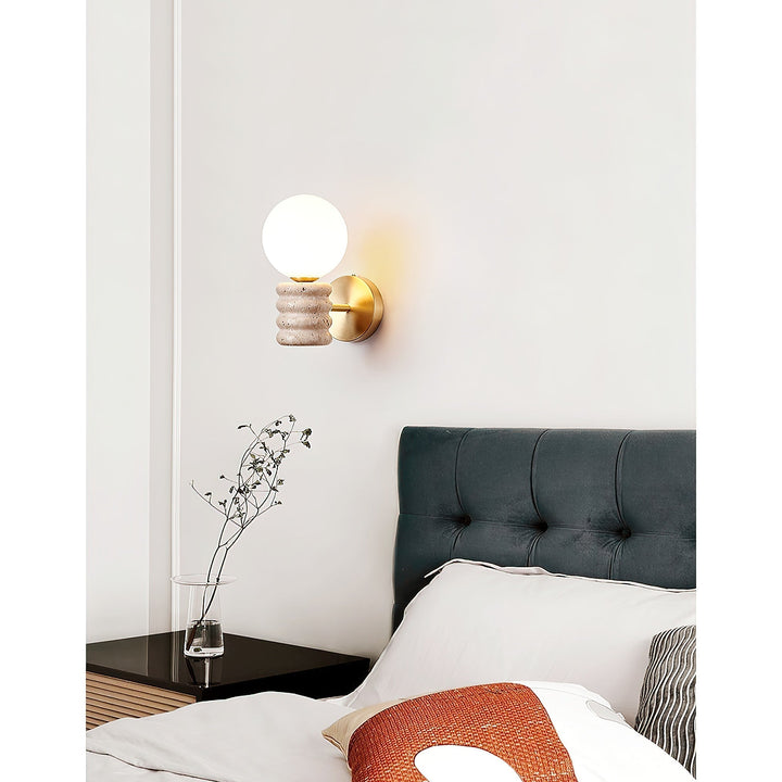 Ljomuvyh Moderne Minimaliste Travertin Verre Applique Murale - Neutralighting