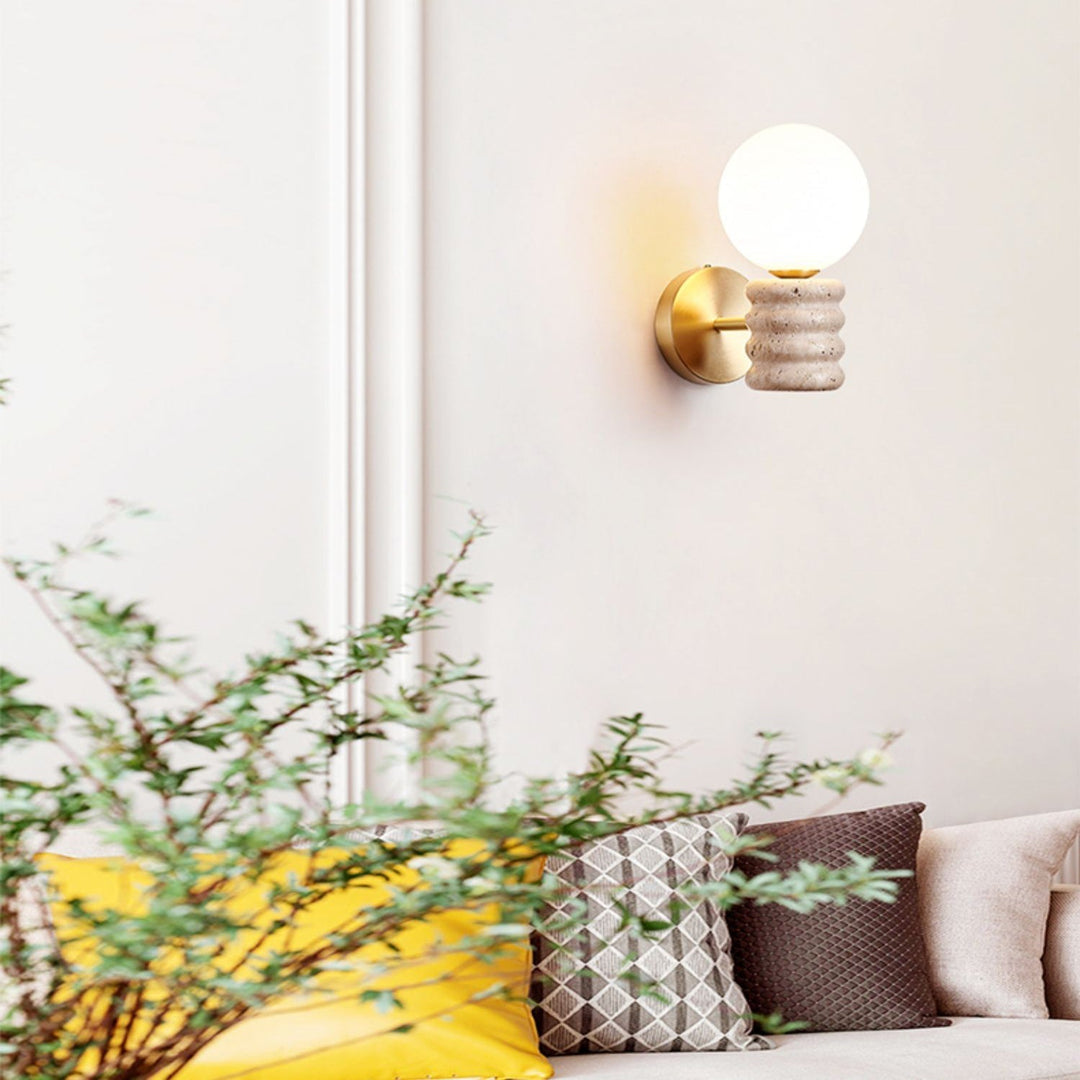 Ljomuvyh Moderne Minimaliste Travertin Verre Applique Murale - Neutralighting