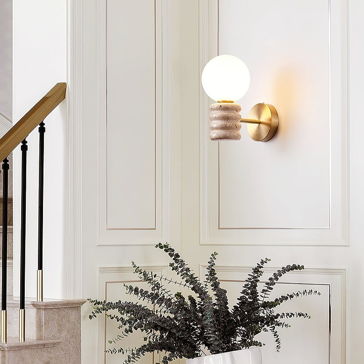 Ljomuvyh Moderne Minimaliste Travertin Verre Applique Murale - Neutralighting