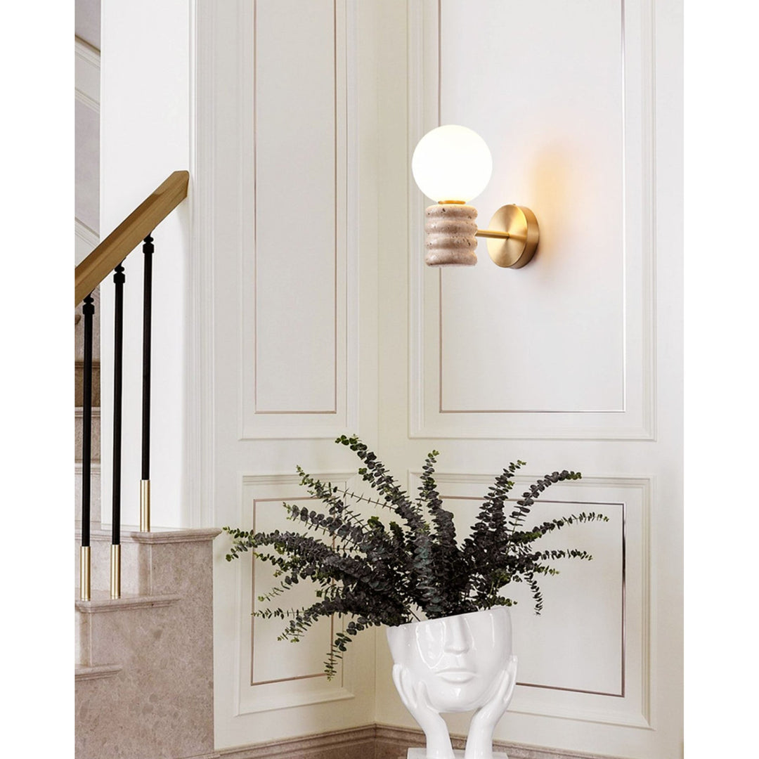 Ljomuvyh Moderne Minimaliste Travertin Verre Applique Murale - Neutralighting