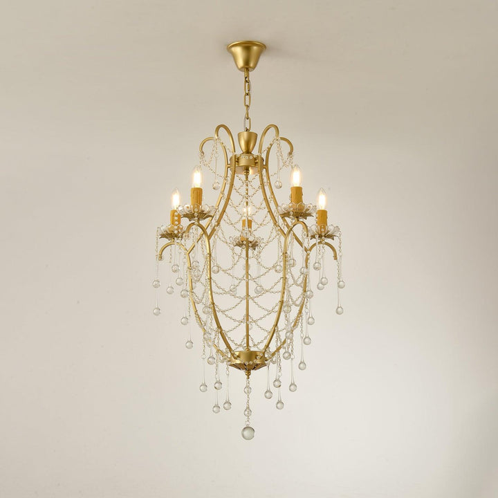 Lustra Chandelier Cage à Oiseaux avec Gouttes en Verre - Neutralighting