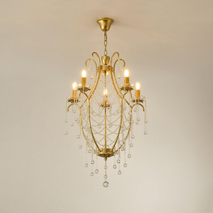 Lustra Chandelier Cage à Oiseaux avec Gouttes en Verre - Neutralighting