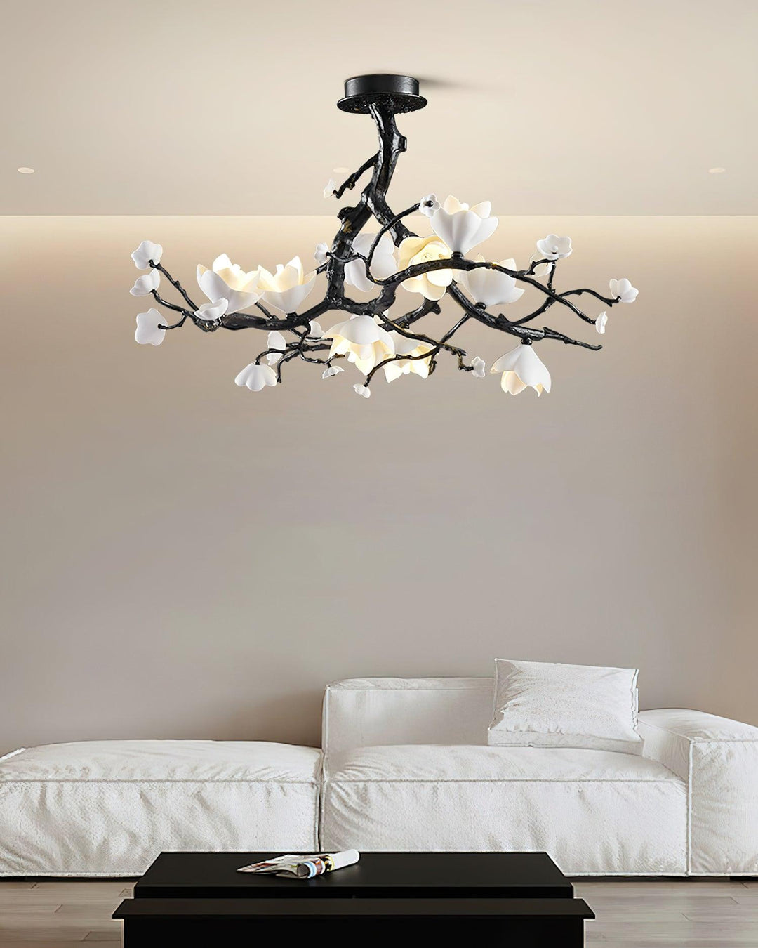 Lustra Suspension Lampe Arbre Noir et Cuivre avec Fruits Sauvages - Neutralighting