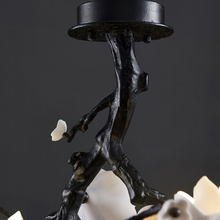 Lustra Suspension Lampe Arbre Noir et Cuivre avec Fruits Sauvages - Neutralighting