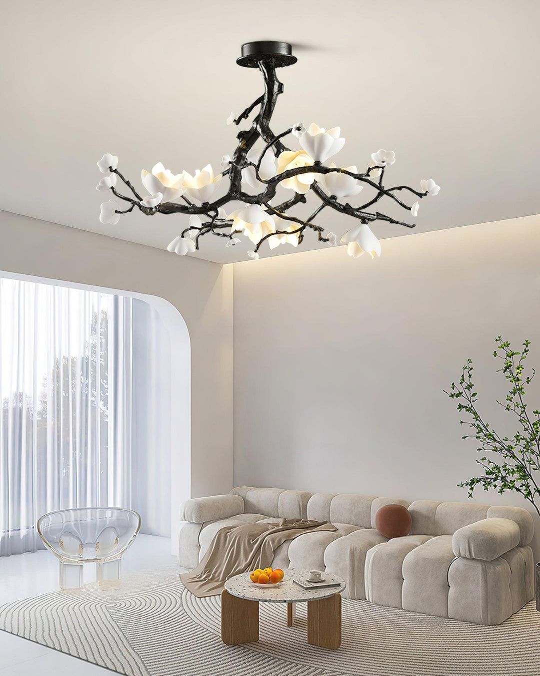 Lustra Suspension Lampe Arbre Noir et Cuivre avec Fruits Sauvages - Neutralighting