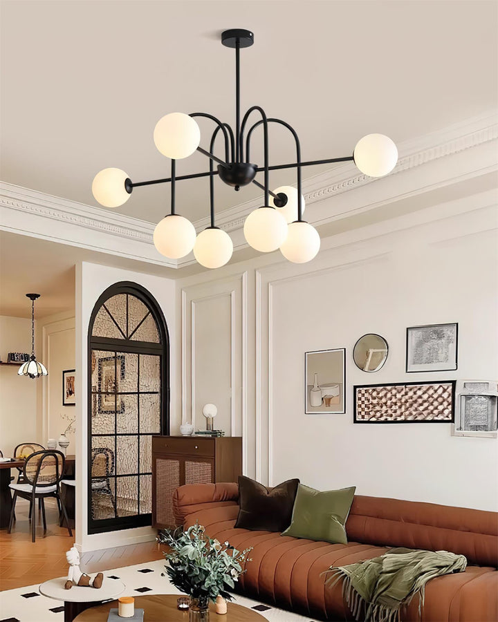 Virelli Lustre Arches Noires Globes en Verre Minimaliste - Neutralighting
