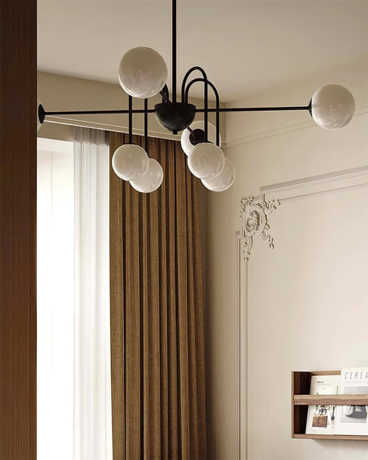 Virelli Lustre Arches Noires Globes en Verre Minimaliste - Neutralighting