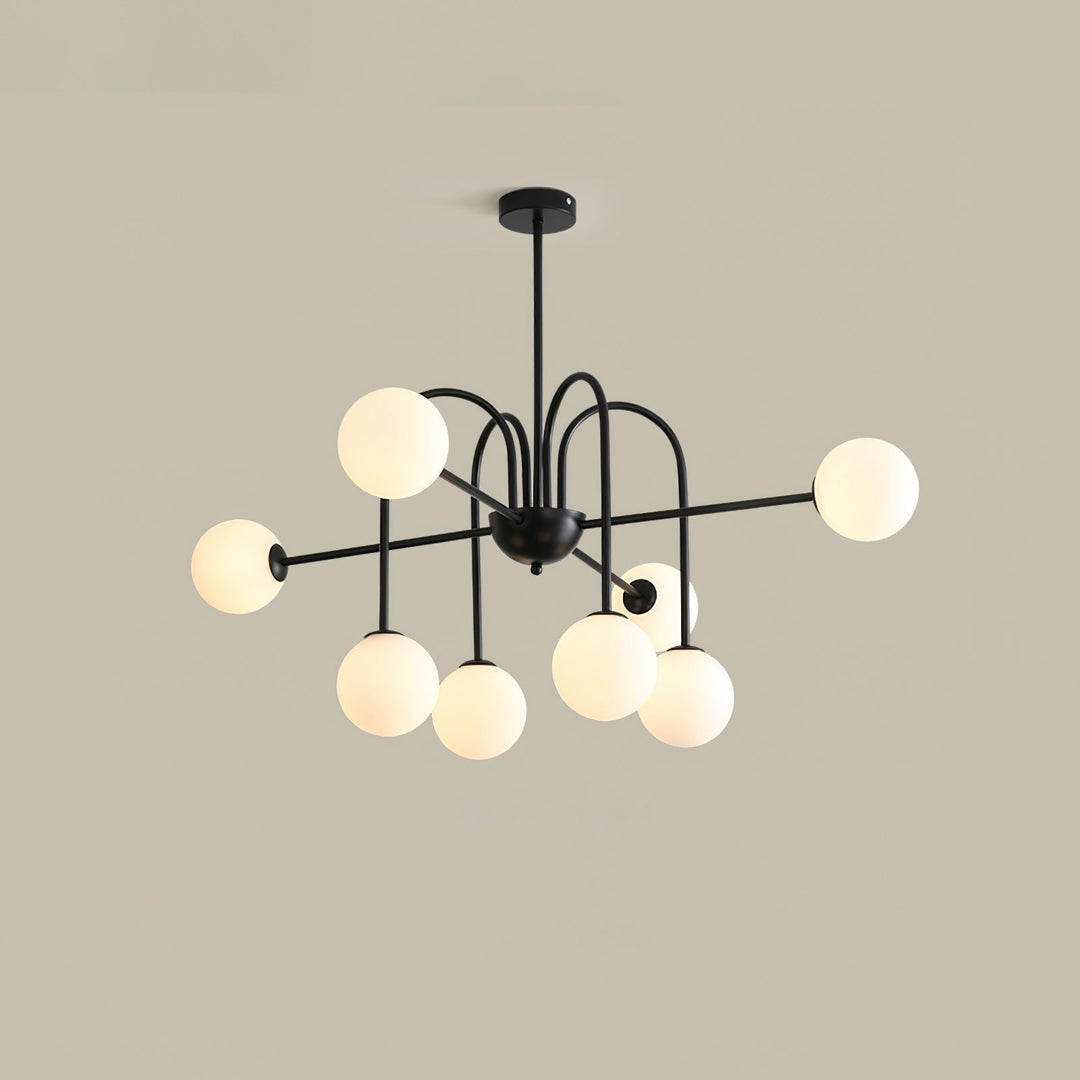 Virelli Lustre Arches Noires Globes en Verre Minimaliste - Neutralighting
