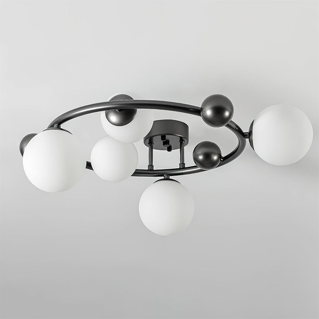 Keden Plafonnier Noir avec Abat-jour en Verre Dépoli Orbital - Neutralighting