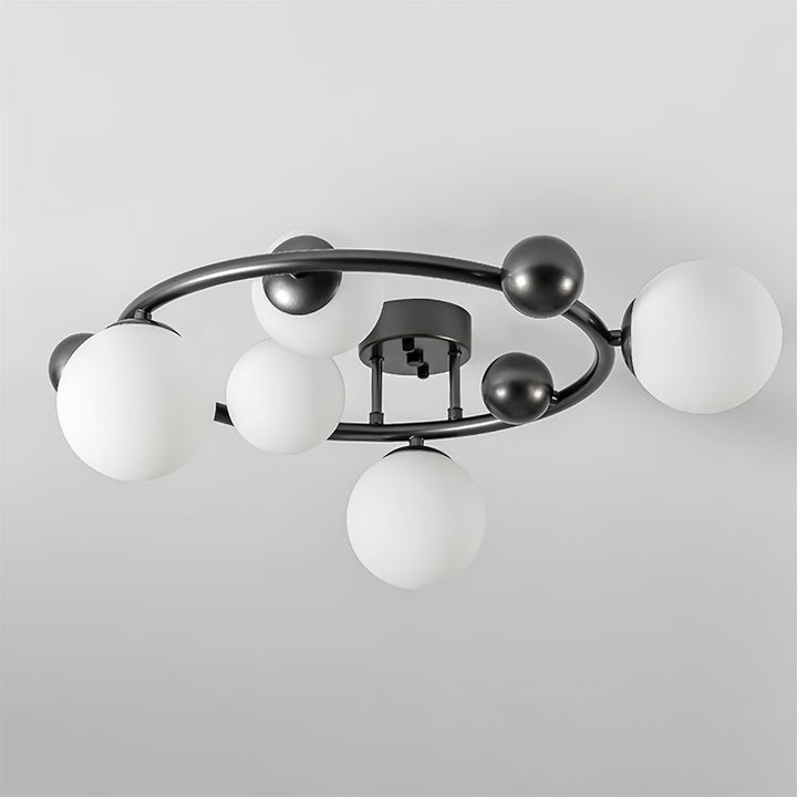 Keden Plafonnier Noir avec Abat-jour en Verre Dépoli Orbital - Neutralighting