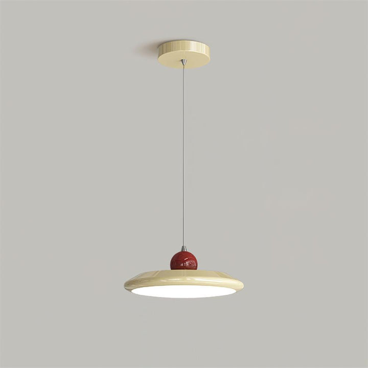 Lustra Lampe Pendante Disque Acrylique Blanc Bord Vert Rouge Audacieux - Neutralighting