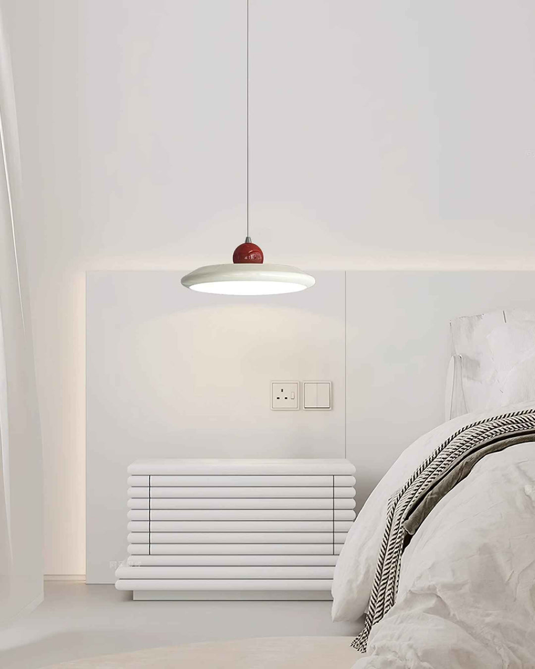 Lustra Lampe Pendante Disque Acrylique Blanc Bord Vert Rouge Audacieux - Neutralighting