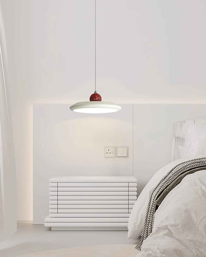 Lustra Lampe Pendante Disque Acrylique Blanc Bord Vert Rouge Audacieux - Neutralighting