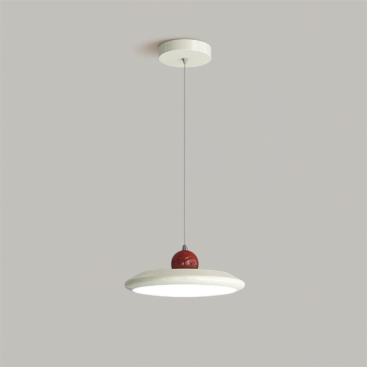 Lustra Lampe Pendante Disque Acrylique Blanc Bord Vert Rouge Audacieux - Neutralighting