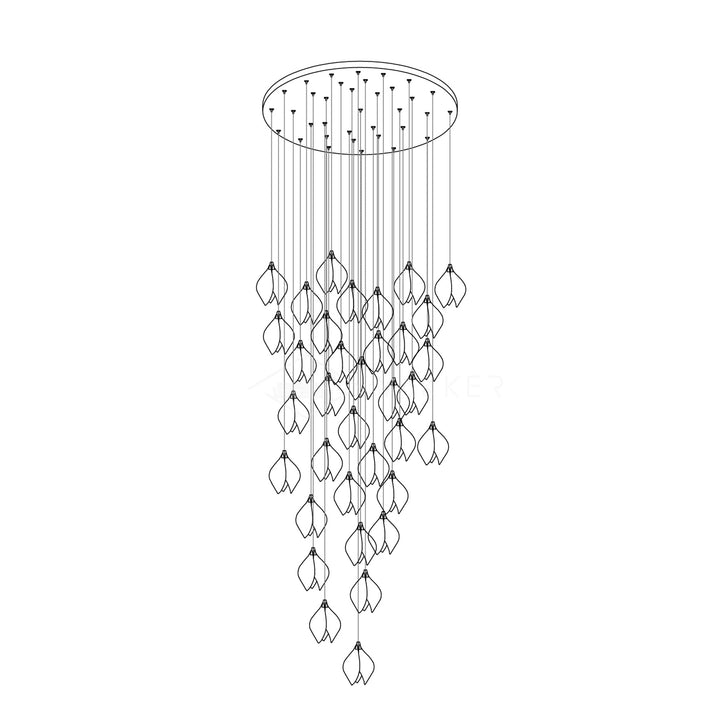 Lustra Suspension Lampe Céramique Florale Blanche - Neutralighting