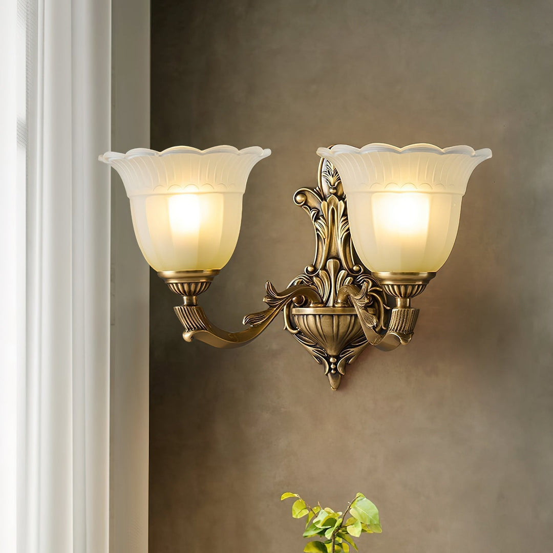 Sifuvyd Luxe Fleur Laiton Verre Métal Applique Murale - Neutralighting