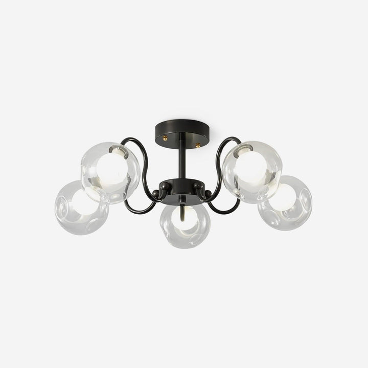 Orb Lustre Plafonnier Verre Globe Fleur Cadre Noir - Neutralighting
