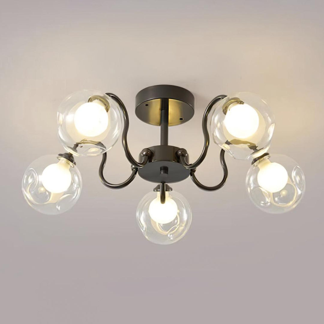 Orb Lustre Plafonnier Verre Globe Fleur Cadre Noir - Neutralighting