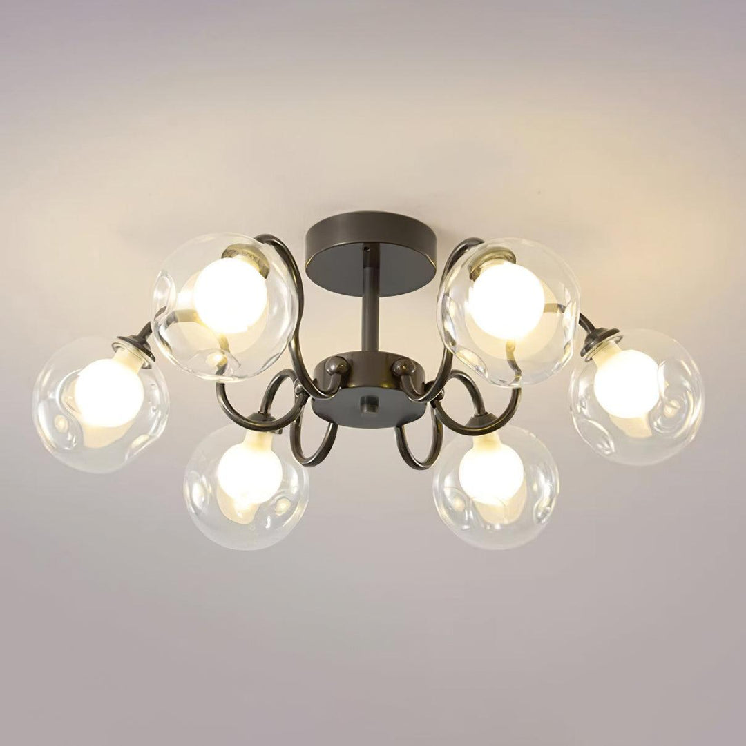 Orb Lustre Plafonnier Verre Globe Fleur Cadre Noir - Neutralighting