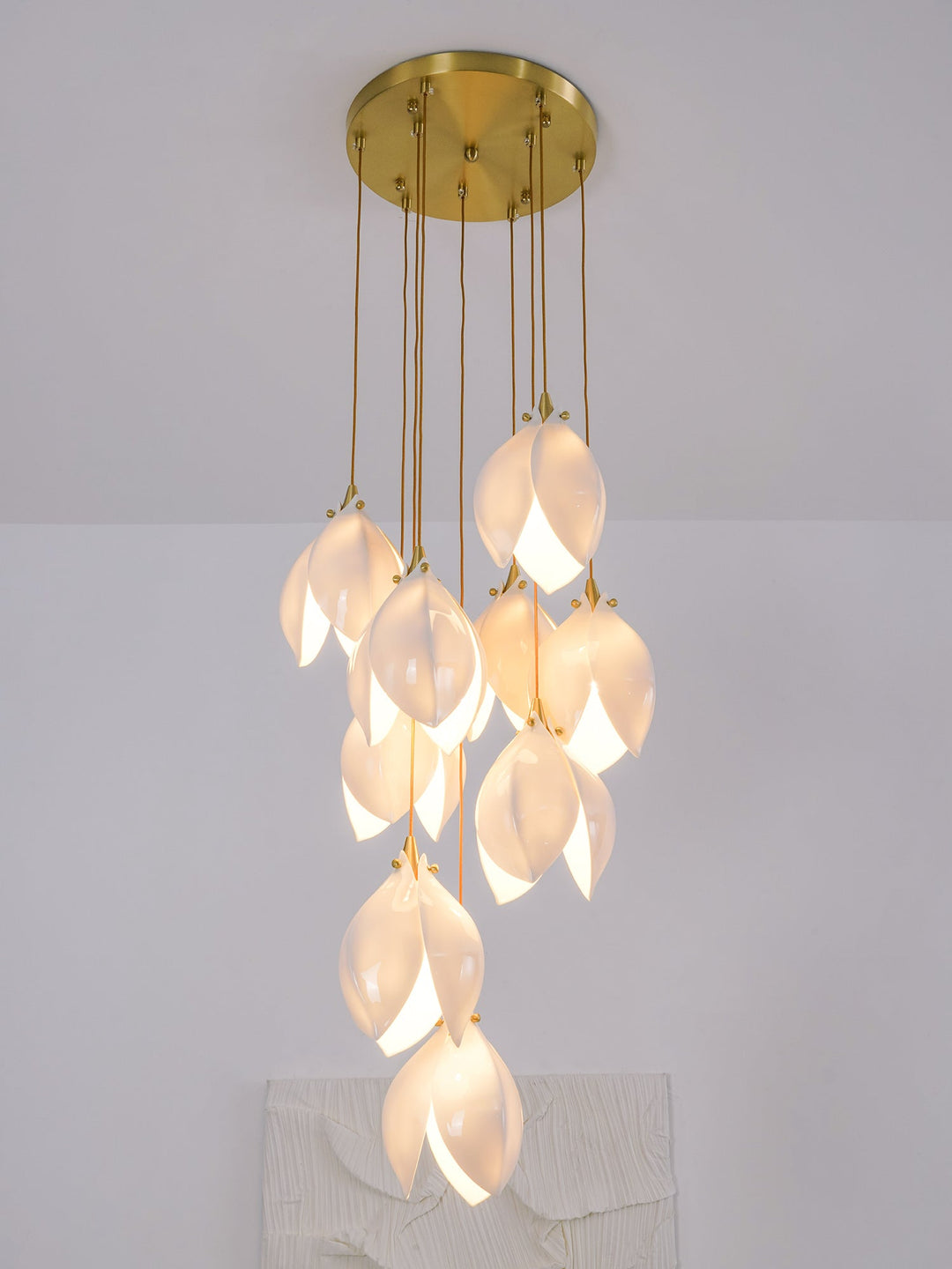 Lustra Suspension Lampe Céramique Florale Blanche - Neutralighting