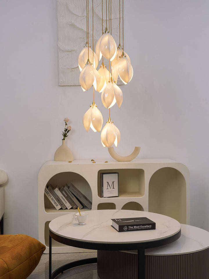 Lustra Suspension Lampe Céramique Florale Blanche - Neutralighting