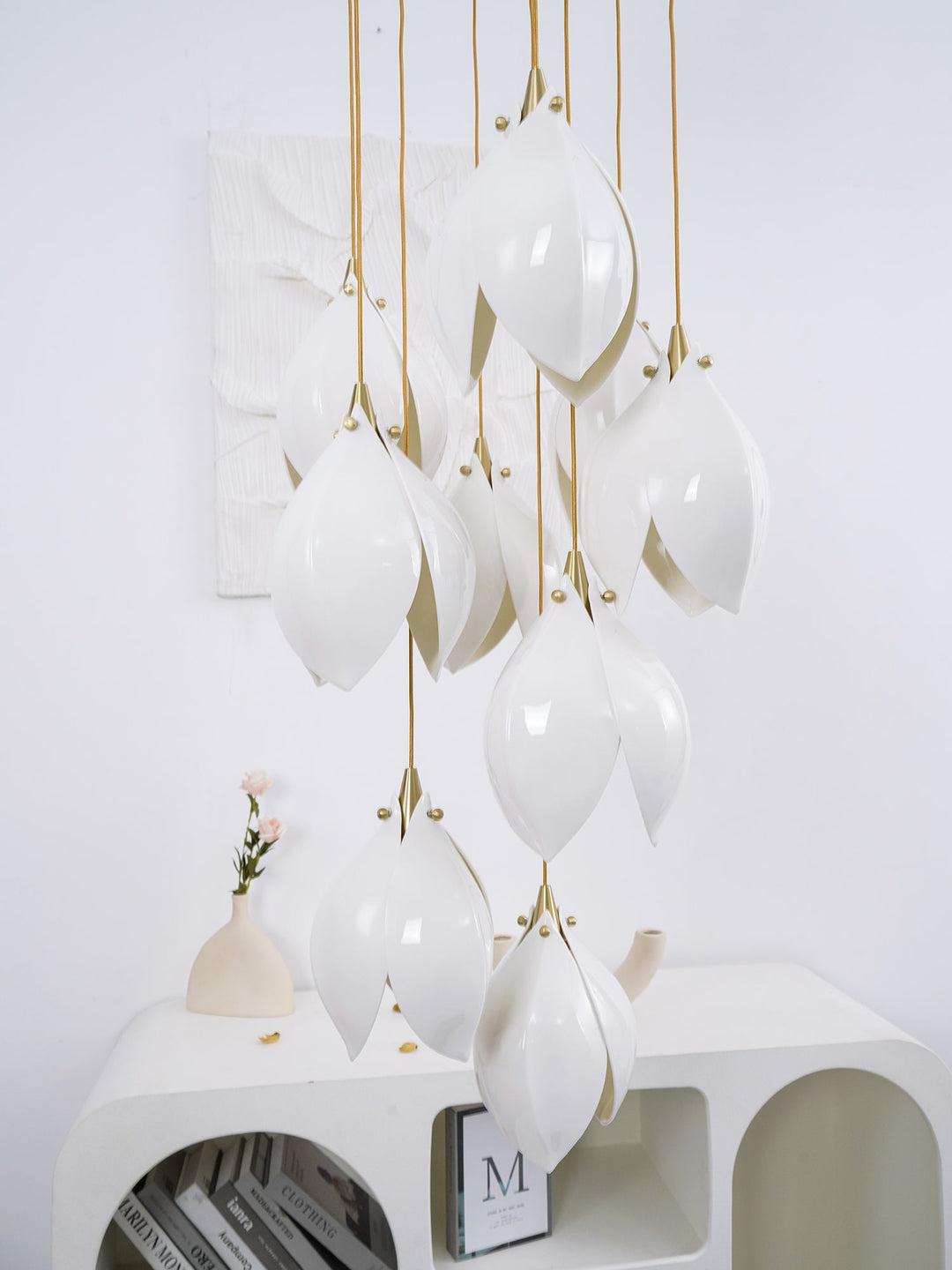 Lustra Suspension Lampe Céramique Florale Blanche - Neutralighting