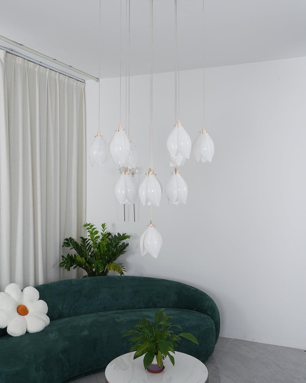 Lustra Suspension Lampe Céramique Florale Blanche - Neutralighting