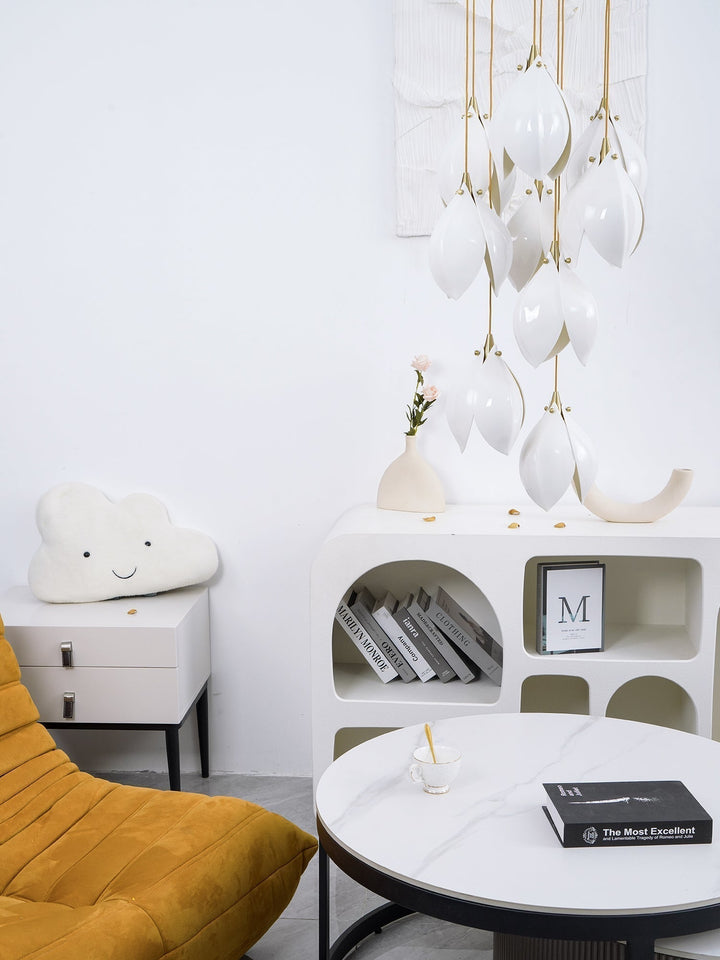 Lustra Suspension Lampe Céramique Florale Blanche - Neutralighting