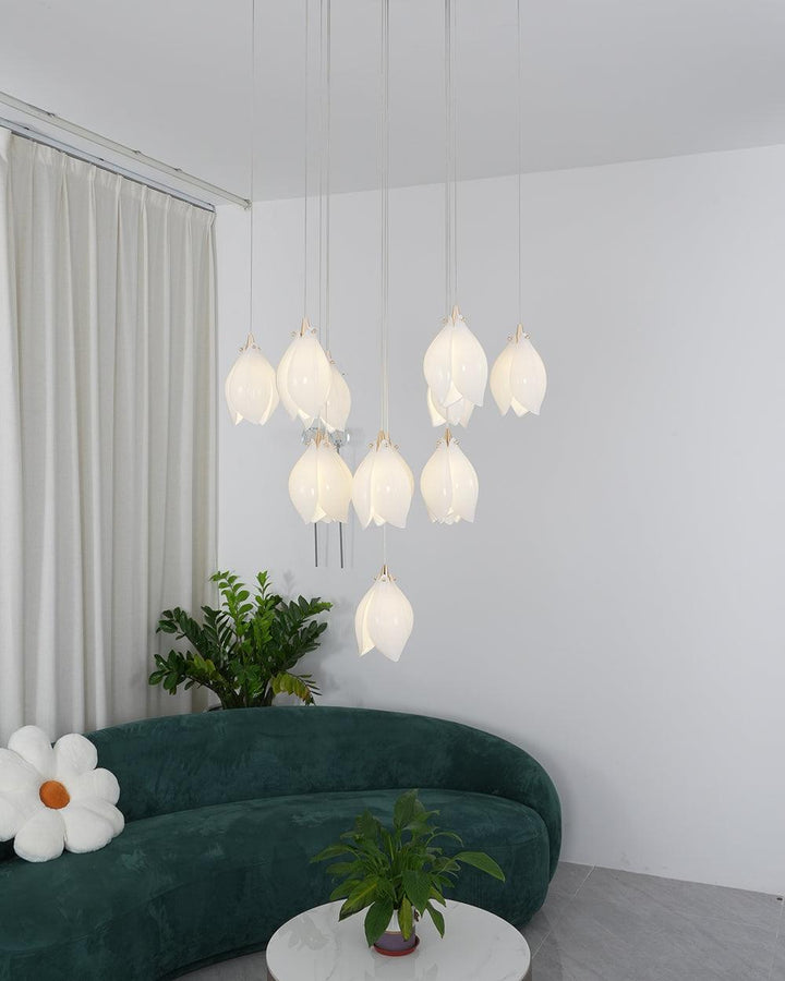 Lustra Suspension Lampe Céramique Florale Blanche - Neutralighting