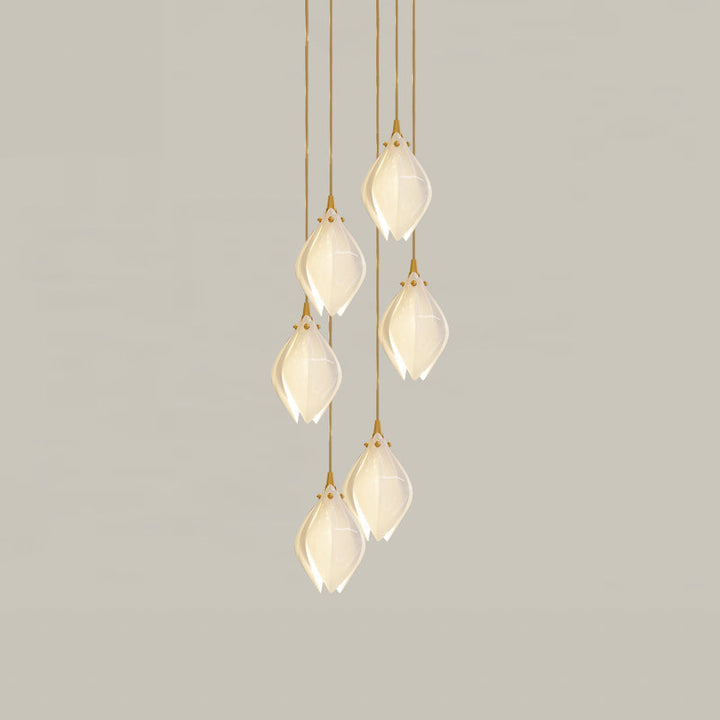 Lustra Suspension Lampe Céramique Florale Blanche - Neutralighting
