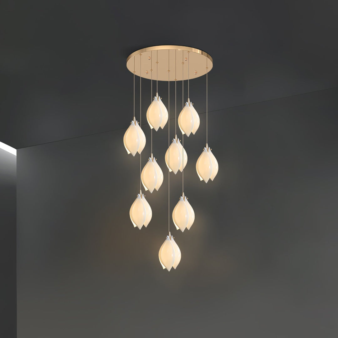 Lustra Suspension Lampe Céramique Florale Blanche - Neutralighting