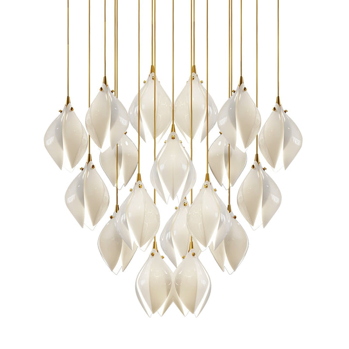 Lustra Suspension Lampe Céramique Florale Blanche - Neutralighting