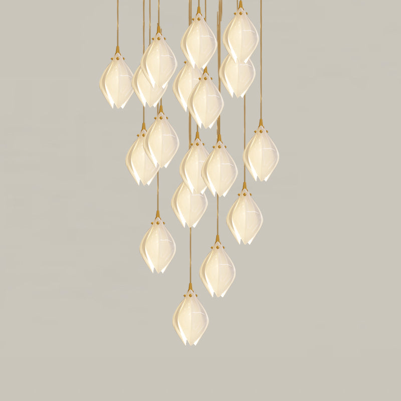 Lustra Suspension Lampe Céramique Florale Blanche - Neutralighting