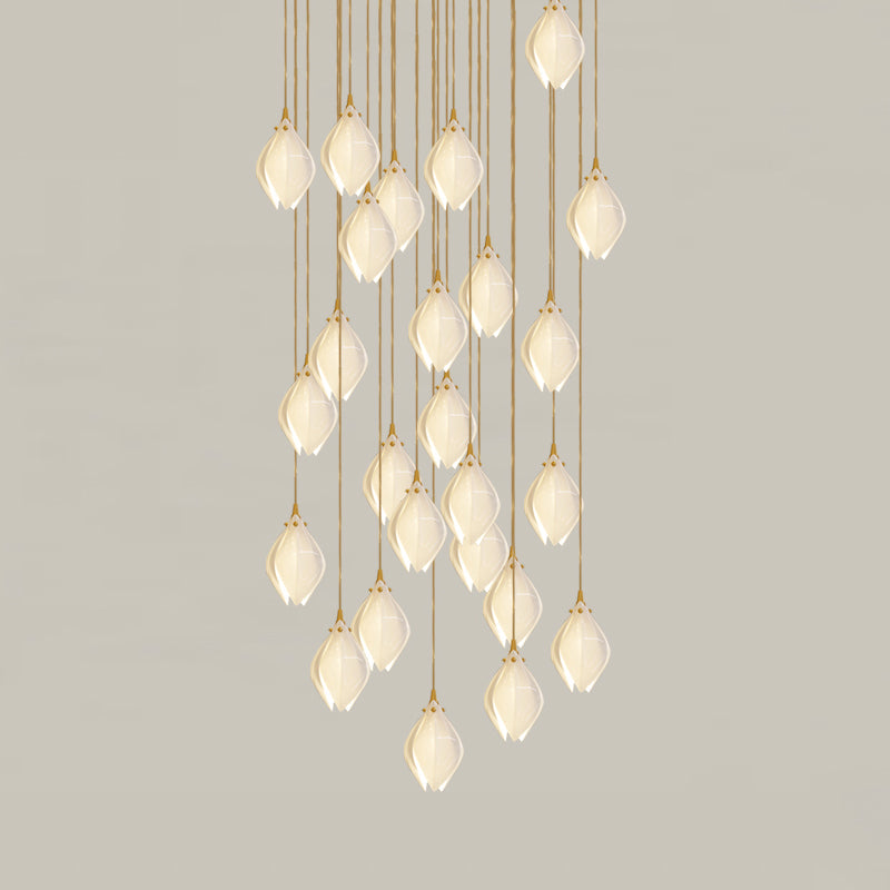 Lustra Suspension Lampe Céramique Florale Blanche - Neutralighting