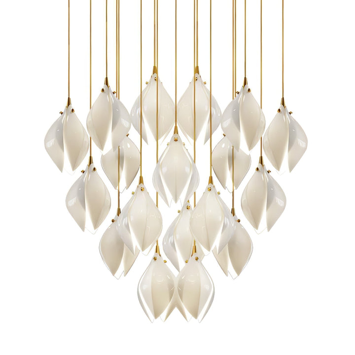 Lustra Suspension Lampe Céramique Florale Blanche - Neutralighting